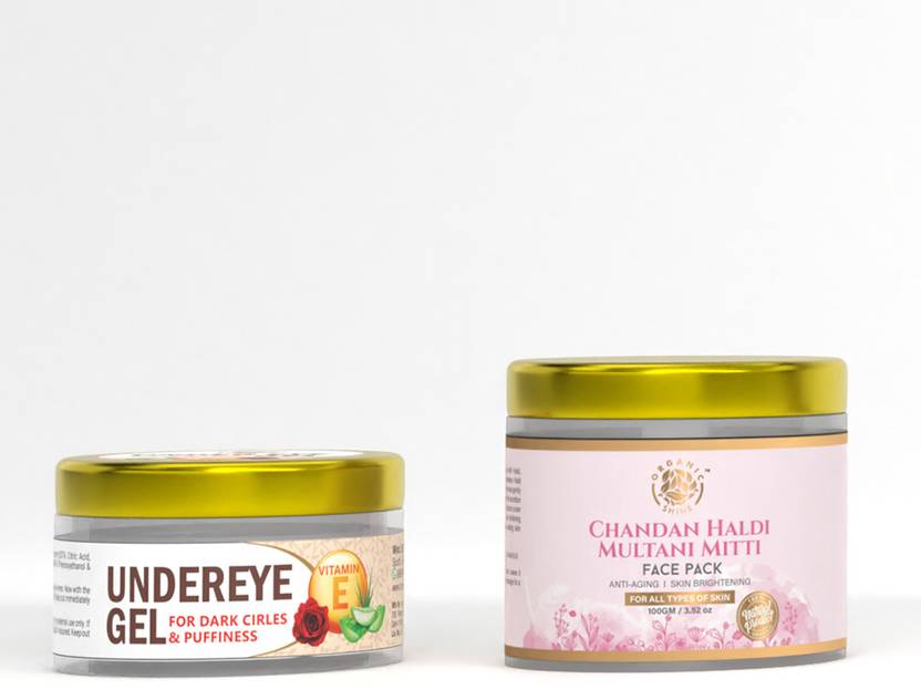 Organic Shine Combo of Chandan Haldi Multani Mitti Face Pack + Aloe