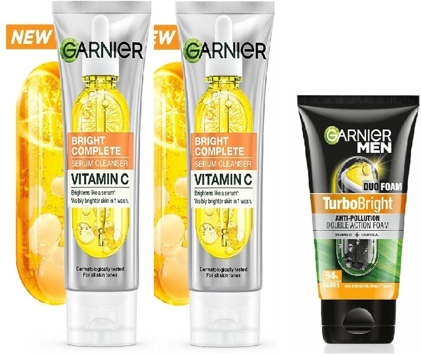 Garnier Men 2PCS Bright Complete Vitamin C Cleanser Face