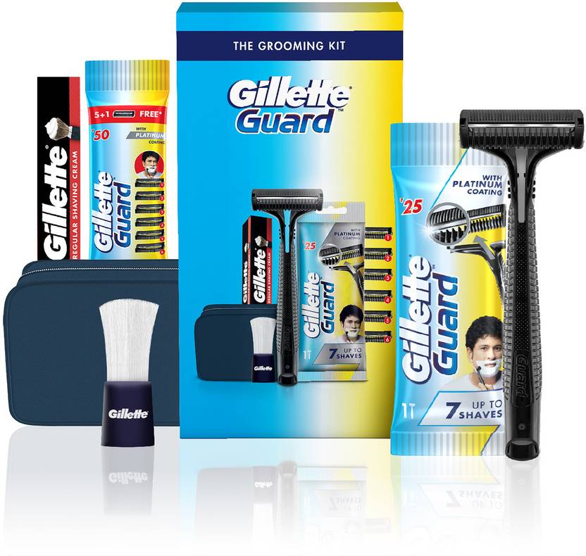 Gillette Guard 5 in 1 Shaving Kit for men with Travel Pouch Gifts for