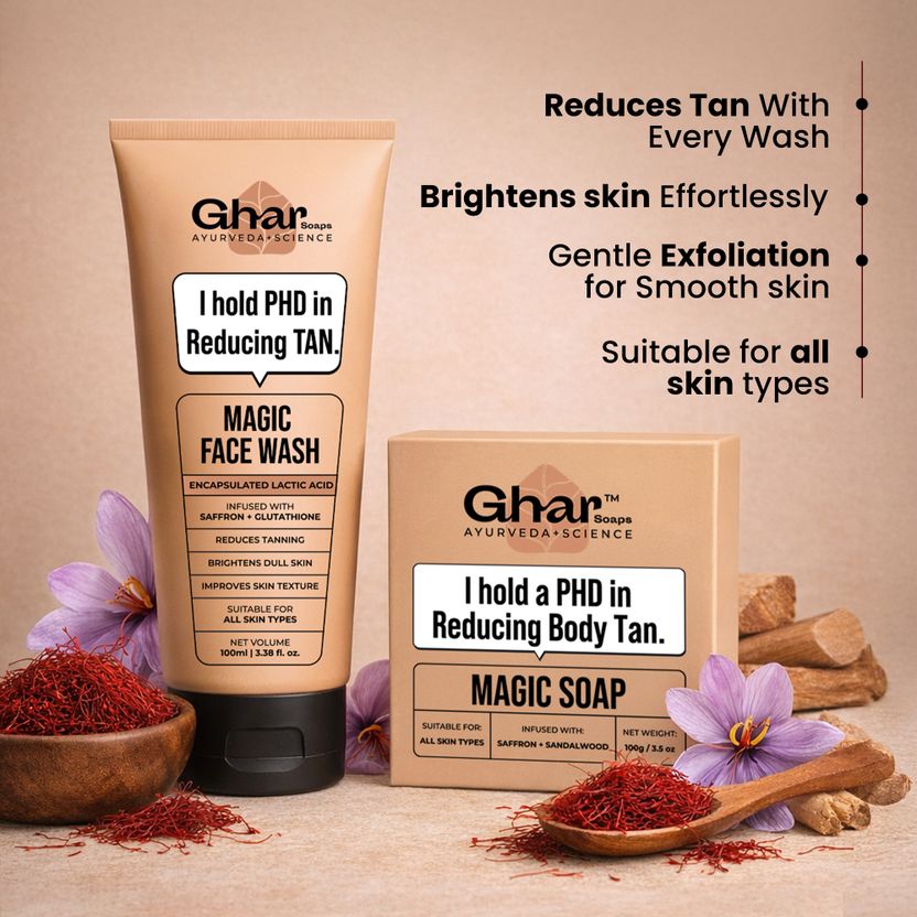 Ghar Soaps Detan Magic Combo - Magic Soap & Facewash - Image 3
