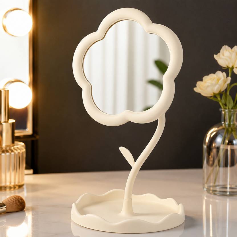 btcreation Flower-Shaped Makeup Mirror, Rotatable Makeup Mirror