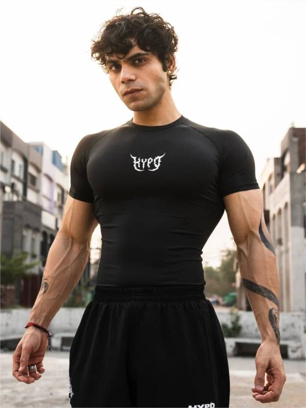 HYPD T-Shirt for Men Short Sleeve Slim Fit Gym & Workout Top Breathable Sportswear Men Compression