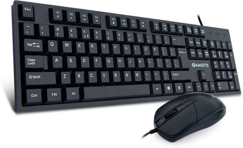 AMKETTE Lexus Multimedia Wired Keyboard and Mouse PS2 Standard Desktop Keyboard Compatible with Desktop, Laptop, Mac