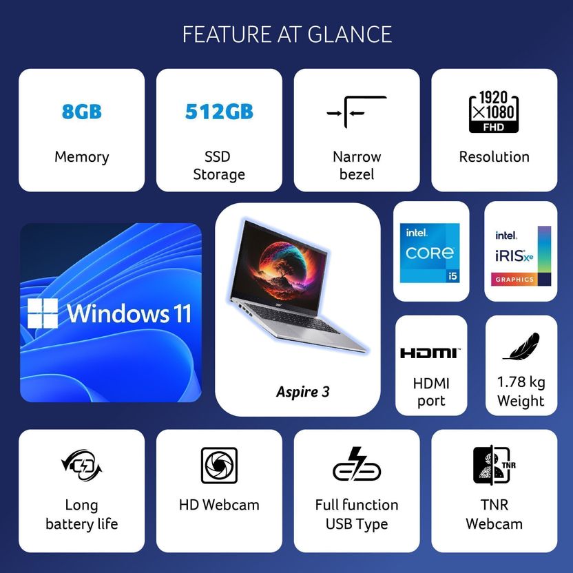 Acer Aspire 3 Intel Core i5 12th Gen 8GB 512GB SSD - Image 2