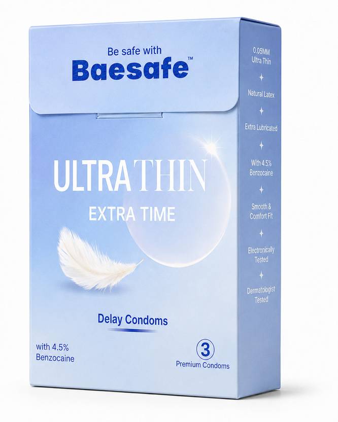 baesafe Ultra Thin Delay Condoms | Benzocaine | Long Lasting Lubricated Condom