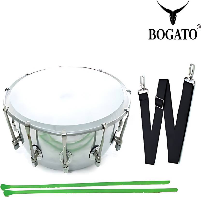 BOGATO™ Steel Dhol Tasha Drum with Stick, Steel Dholak [12 inch] 100