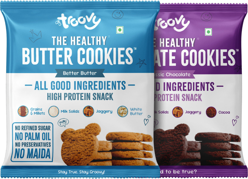 Troovy Healthy High Protein Duo (Chocolate, Butter) Cookies