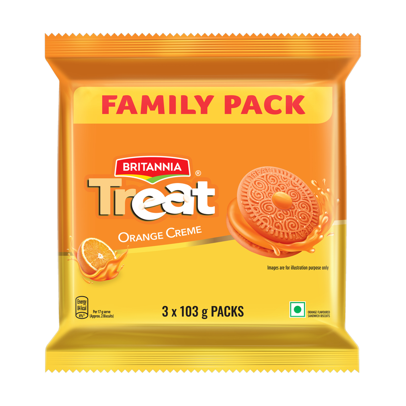 BRITANNIA Treat Orange Cream Sandwich Biscuit