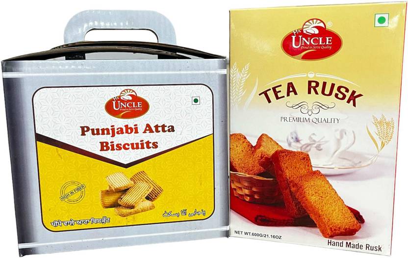 Mr.O Uncle Mr UNCLE PUNJABI ATTA BISCUITS (800 gm) + TEA RUSK (600 gm