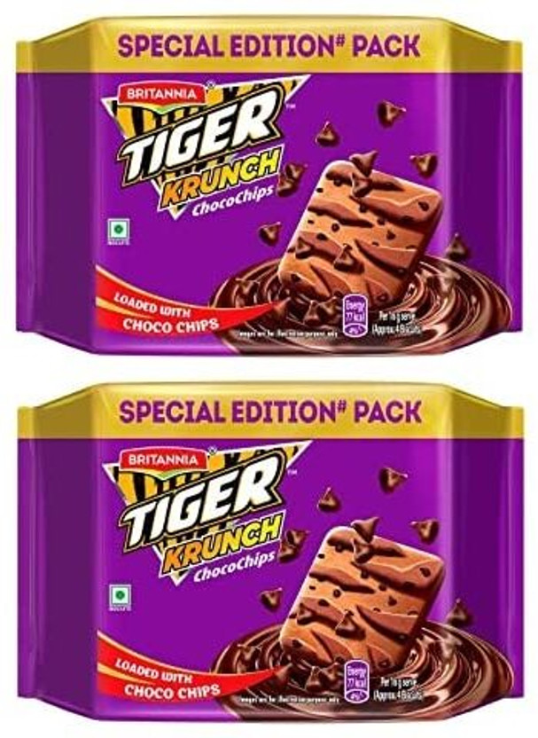 BRITANNIA Tiger Krunch Chocochips Biscuits Combo Plain Biscuit