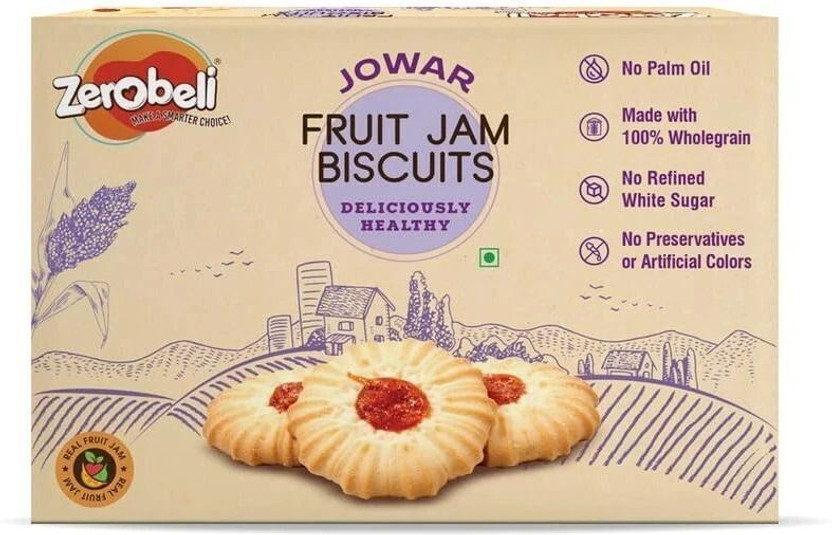 Zerobeli Jowar Fruit Jam Cookies