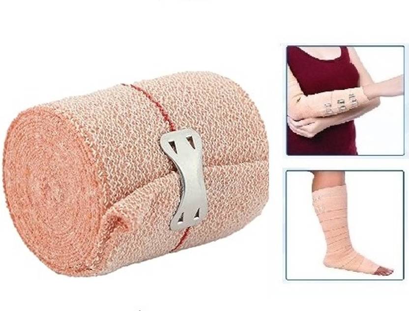 RARE OCEANS Elastic Crepe Bandage for Arm/knee/ankle 6CM X 4M (PACK OF 1)Extra Clips Crepe Bandage