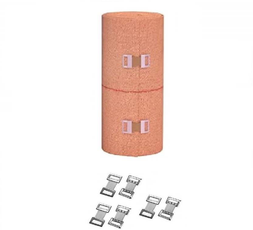 RARE OCEANS ELASTIC CREPE BANDAGE 10CM x 4MTR(STRETCHED LENGTH) - WITH 6 PICS WHITE CLIPS Crepe Bandage