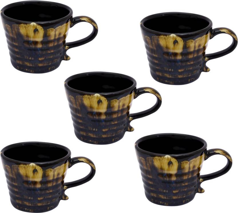 Malaikah Pack of 5 Ceramic Malaikah Ceramic Brown Tea Cup Pack Of 5