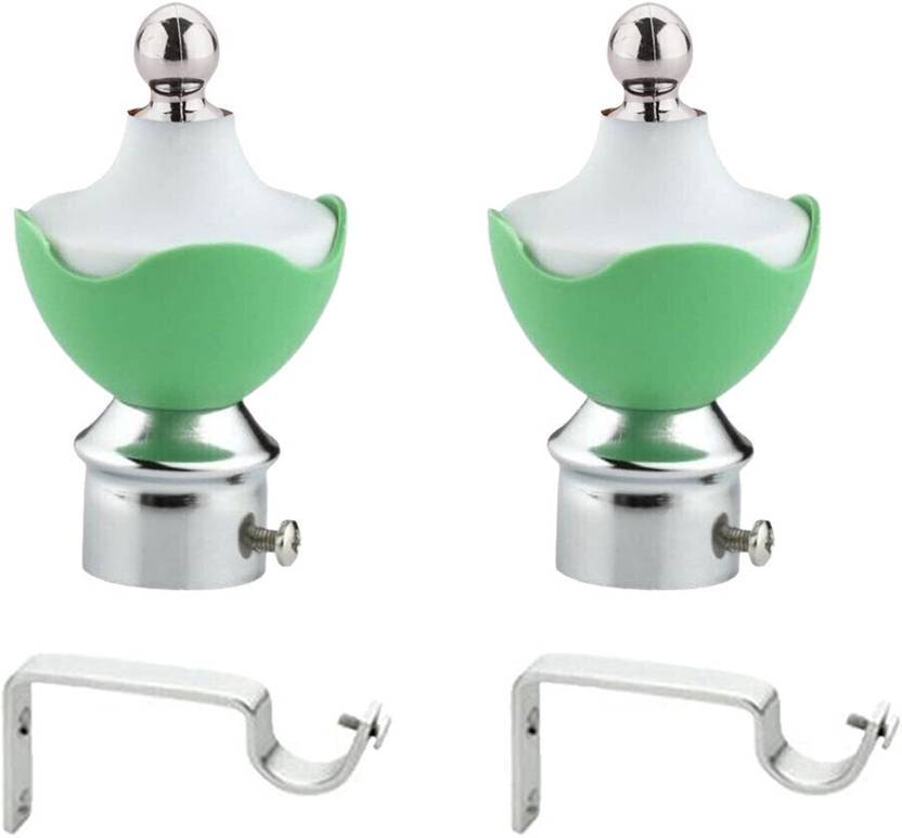 AVLEN Green, White, Silver Rod Rail Bracket, Curtain Knobs, Tassels, Curtain Rods Metal