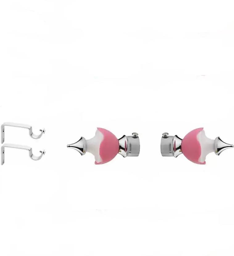 deeplax Pink, Silver Rod Rail Bracket, Curtain Rods, Curtain Knobs, Tassels Metal