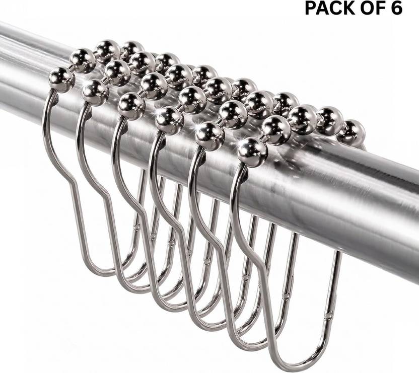LifeKrafts Stainless Steel Curtain Hooks | Rustproof Heavy Duty | Size: 6x4 cm | Pack of 6 Curtain Hook