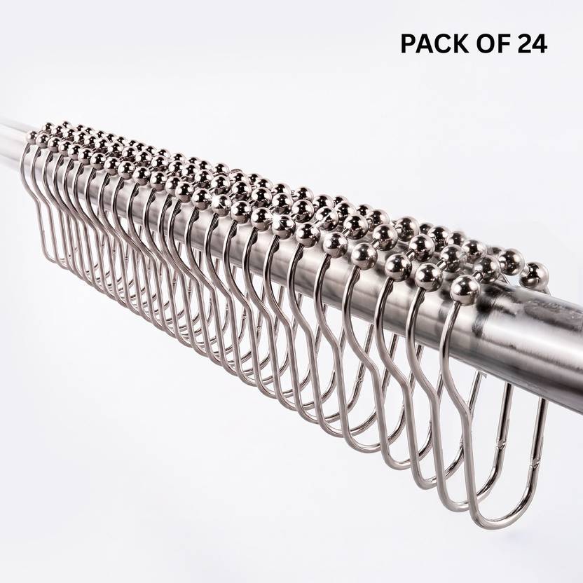 LifeKrafts Stainless Steel Curtain Hooks | Rustproof Heavy Duty | Size: 6x4 cm | Pack of 24 Curtain Hook