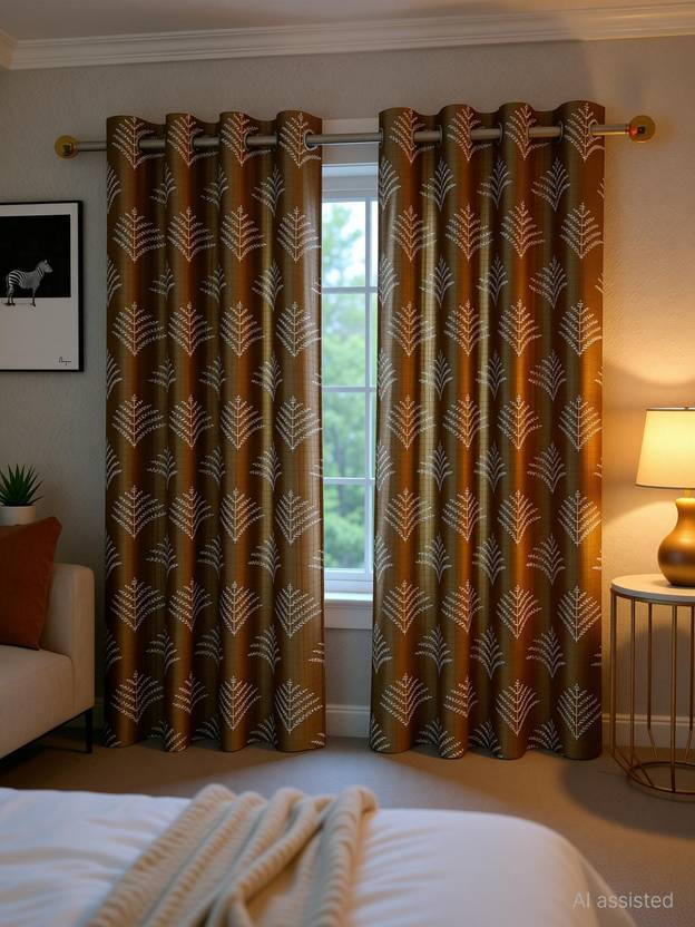 Loof Klapper 153 cm (5 ft) Window Polyester Semi Transparent Curtain (Pack Of 2)