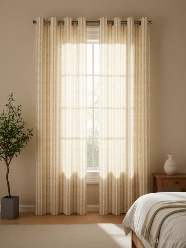 BLESSINGS 213.36 cm (7 ft) Door Polyester, Net Transparent Curtain (Pack Of 2)