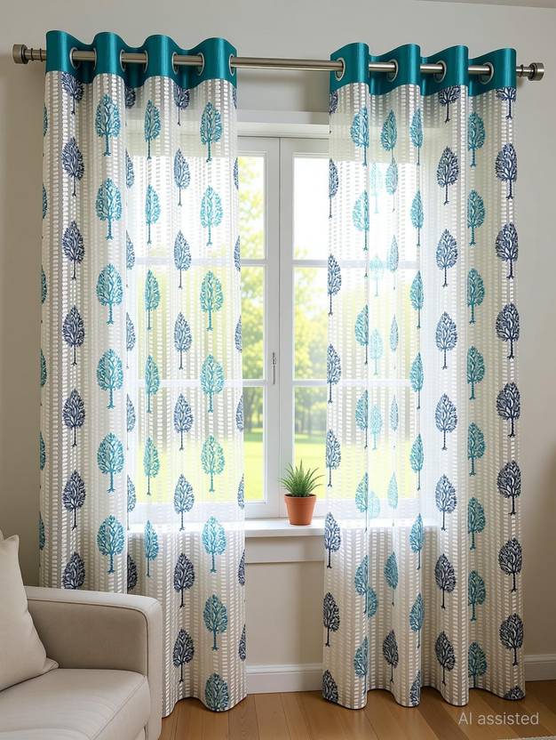 BeautifulGhar Creations 152 cm (5 ft) Window Tissue Curtain (Pack Of 2)