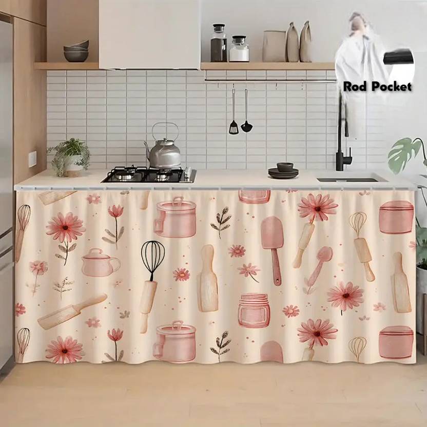ANSHMJIMN 71 cm (2 ft) Kitchen Sink Satin Blackout Curtain Single Curtain