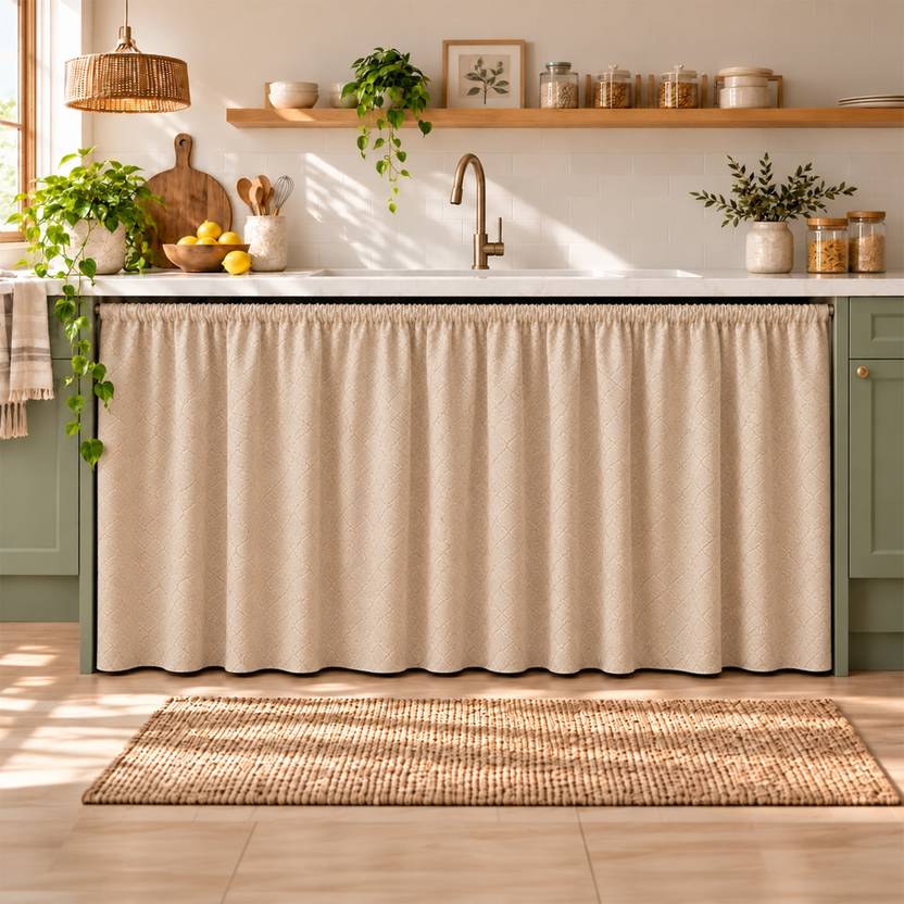 HOMEMONDE 76 cm (2 ft) Kitchen Sink Polyester Room Darkening Curtain Single Curtain
