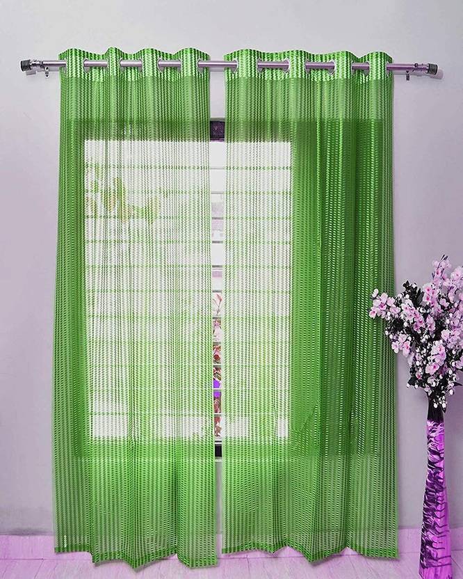 ABODRIC 152 cm (5 ft) Window Polyester Semi Transparent Curtain (Pack Of 2)
