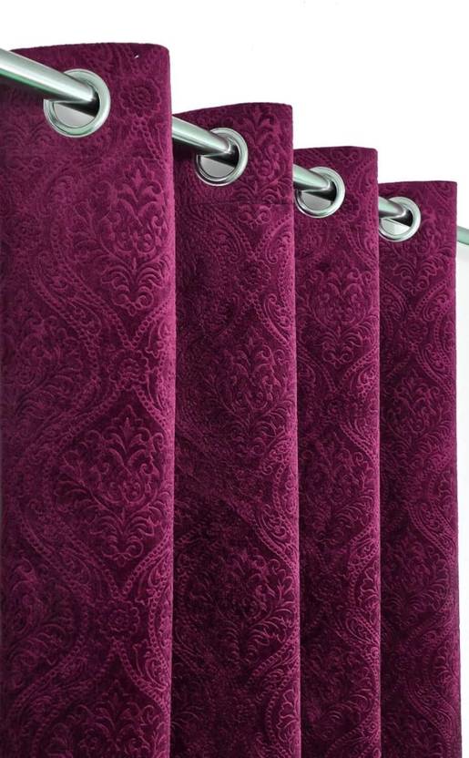 ABODRIC 152 cm (5 ft) Window Velvet Room Darkening Curtain Single Curtain