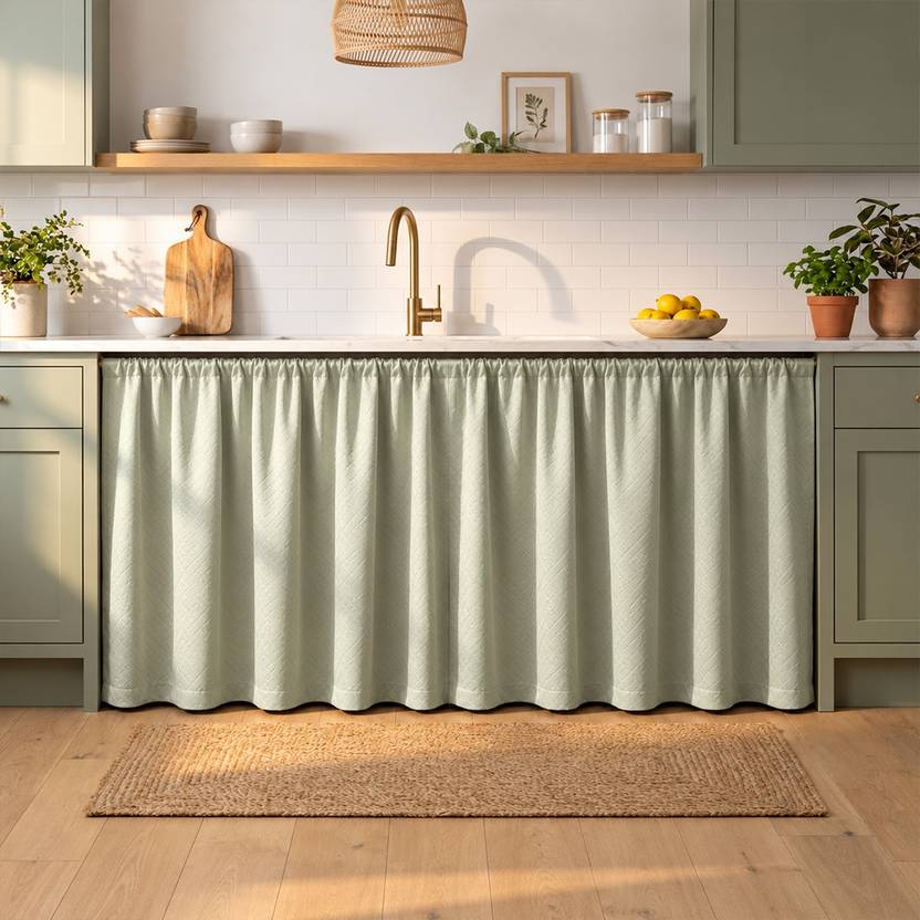 HOMEMONDE 76 cm (2 ft) Kitchen Sink Polyester Room Darkening Curtain Single Curtain