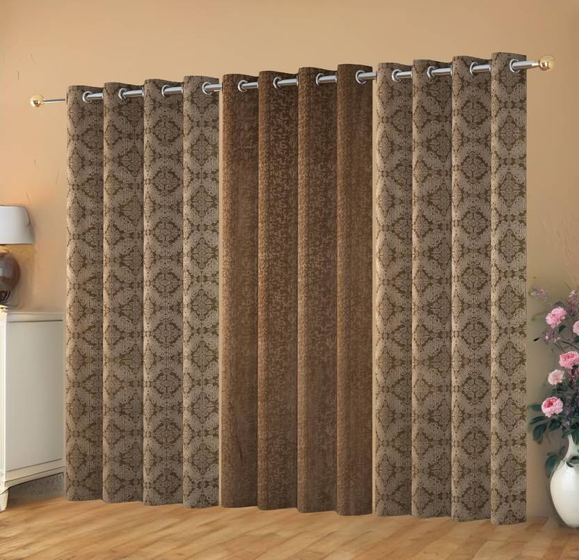 YUKANY 243 cm (8 ft) Door Polyester Room Darkening Curtain (Pack Of 3)