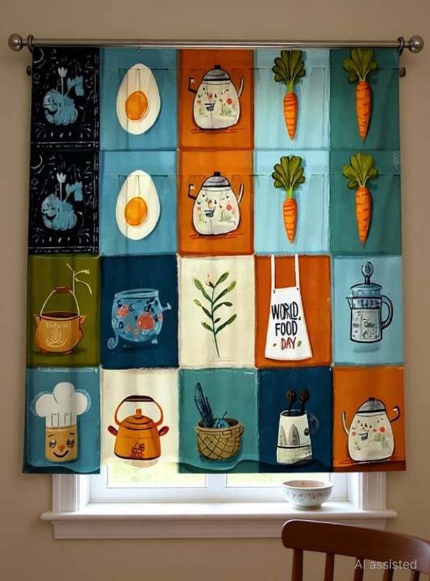 ANSHMJIMN 150 cm (5 ft) Kitchen Sink Polyester Semi Transparent Curtain Single Curtain