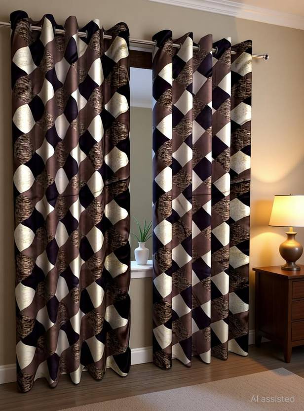 Styletex 152 cm (5 ft) Window Polyester Semi Transparent Curtain (Pack Of 2)