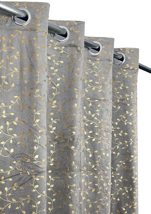 ABODRIC 152 cm (5 ft) Window Velvet Room Darkening Curtain Single Curtain