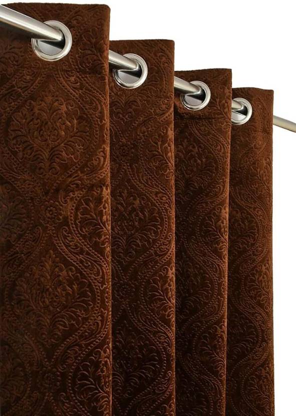 ABODRIC 152 cm (5 ft) Window Velvet Room Darkening Curtain Single Curtain