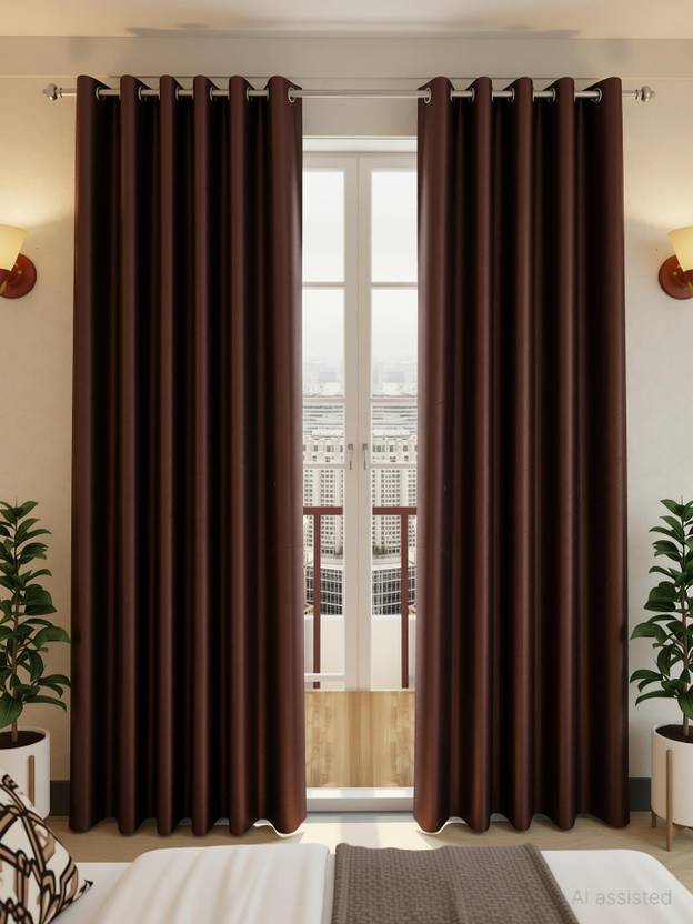 Loof Klapper 214 cm (7 ft) Door Polyester Semi Transparent Curtain (Pack Of 4)