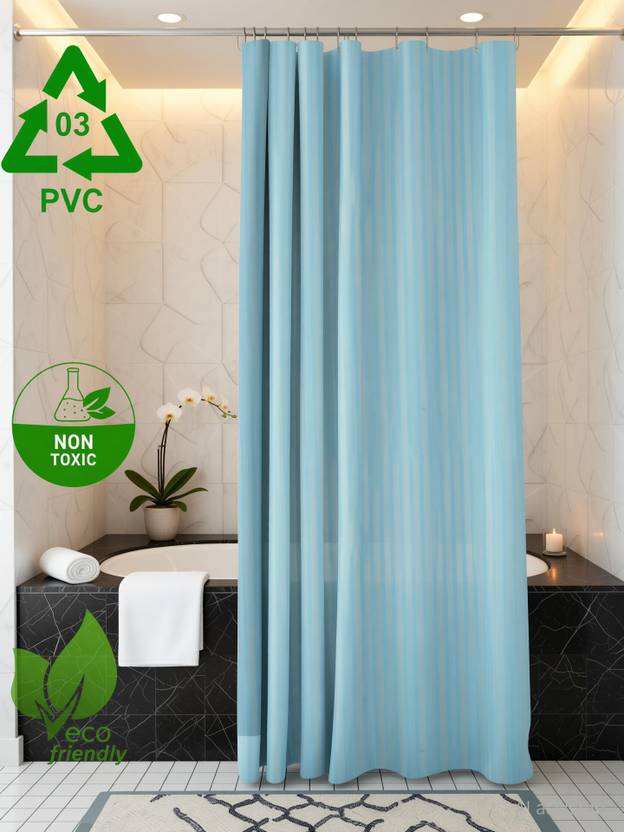 TANLOOMS 214 cm (7 ft) Shower PVC Semi Transparent Curtain Single Curtain