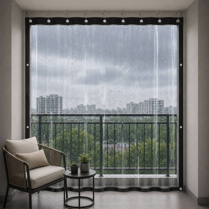 Lifekrafts 213 cm (7 ft) Sliding/Patio Door PVC Transparent Curtain Single Curtain