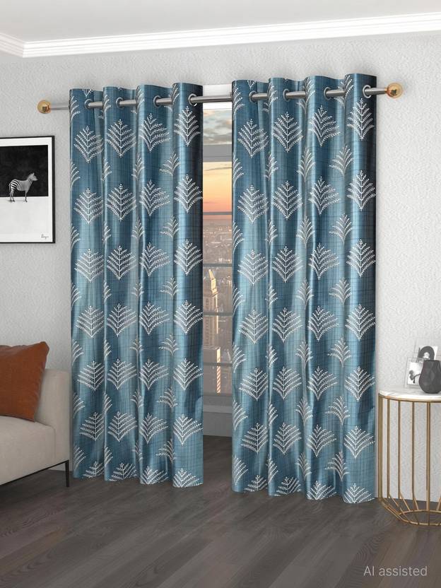 Loof Klapper 214 cm (7 ft) Door Polyester Semi Transparent Curtain (Pack Of 2)