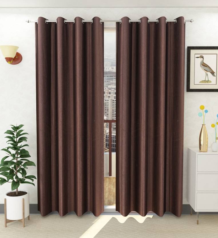 Loof Klapper 214 cm (7 ft) Door Polyester Semi Transparent Curtain (Pack Of 2)