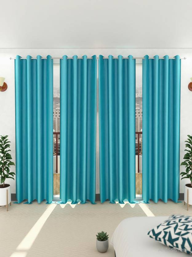 Loof Klapper 214 cm (7 ft) Door Polyester Semi Transparent Curtain (Pack Of 4)
