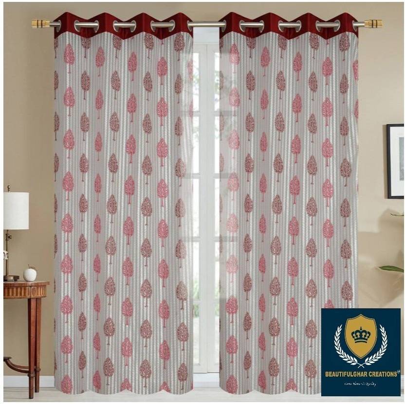 BeautifulGhar Creations 152 cm (5 ft) Window Tissue Transparent Curtain (Pack Of 2)