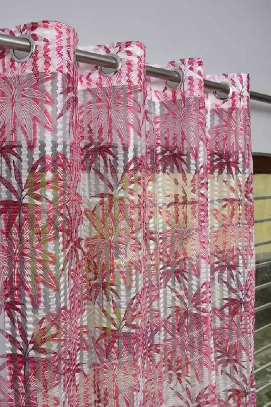 BeautifulGhar Creations 213 cm (7 ft) Door Tissue Transparent Curtain (Pack Of 2)
