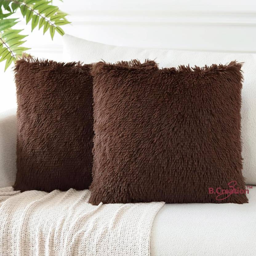 Espresso Fur, Faux Silk, Microfiber Cushions Cover