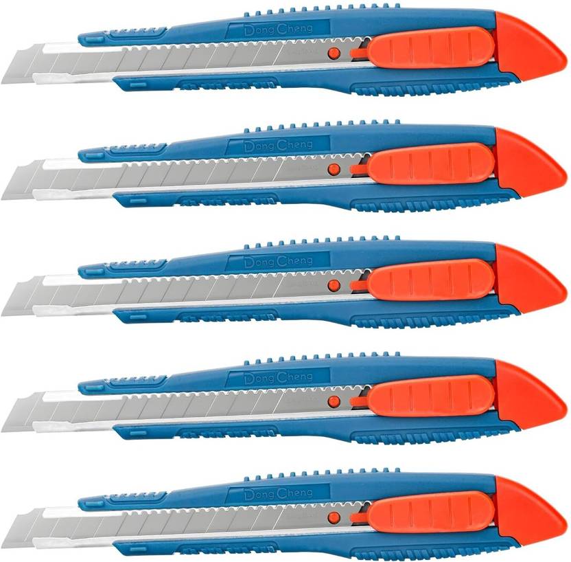 Dongcheng Snap-Off Knife 9mm — Pack of 5 | SK5 / High-Carbon Spring Steel Blade Safe-End Design | Snap-Off Utility Knife | Sharp blade drawn, Precision Wire Cutter