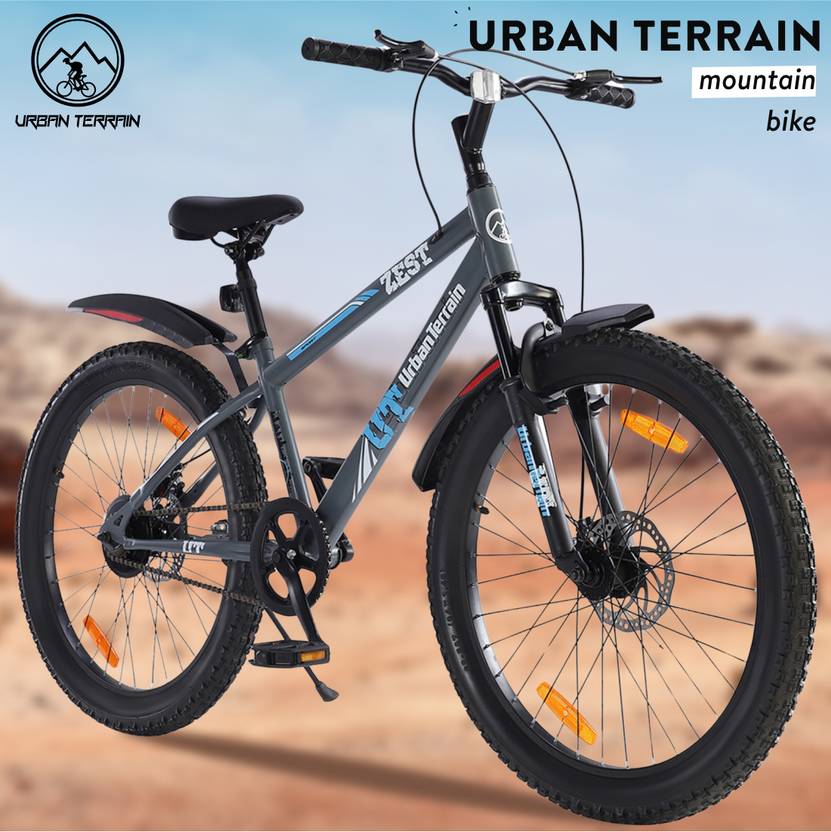Urban Terrain ZEST24TGREY Steel Mountain Bike With Cycling Event & Ride
