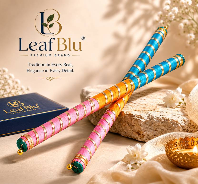 LeafBlu Premium Quality Navratri Wooden Dandiya Sticks for Garba Night (Pack of 1 Pair) Dandia Sticks