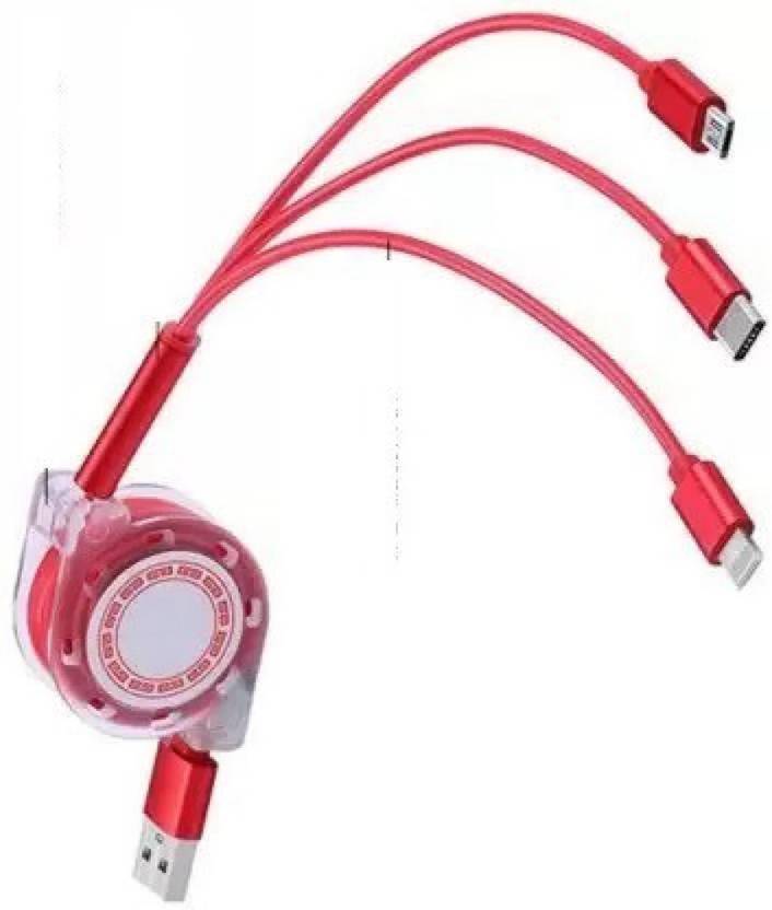 Bonafide 3-in-1 Cable 3 A 1.2 m nylon braided with aluminum connector Micro USB Rotating Super Fast Charging Cable