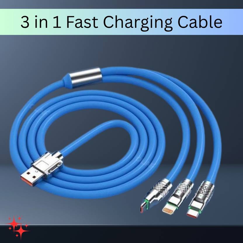 SYARA 3-in-1 Cable 1 m 3 in 1 Charging Cable With Type C, Lightning & Compatible with All MobileDO323