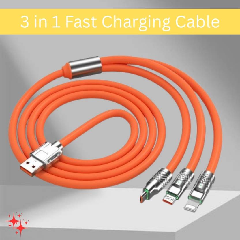 SYARA 3-in-1 Cable 1 m 3 in 1 Charging Cable With Type C, Lightning & Compatible with All MobileDO207